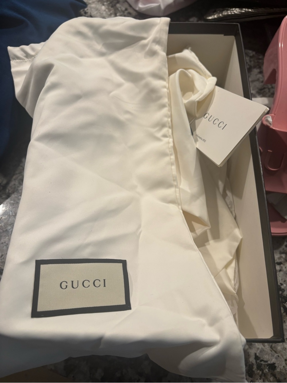 Gucci Pink Embossed Logo Slide Sandals - Picture 5 of 8